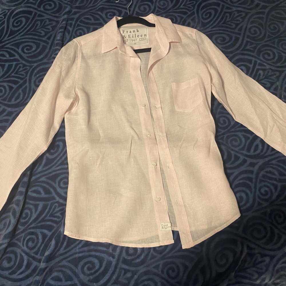FRANK & EILEEN linen shirt - pink stripe